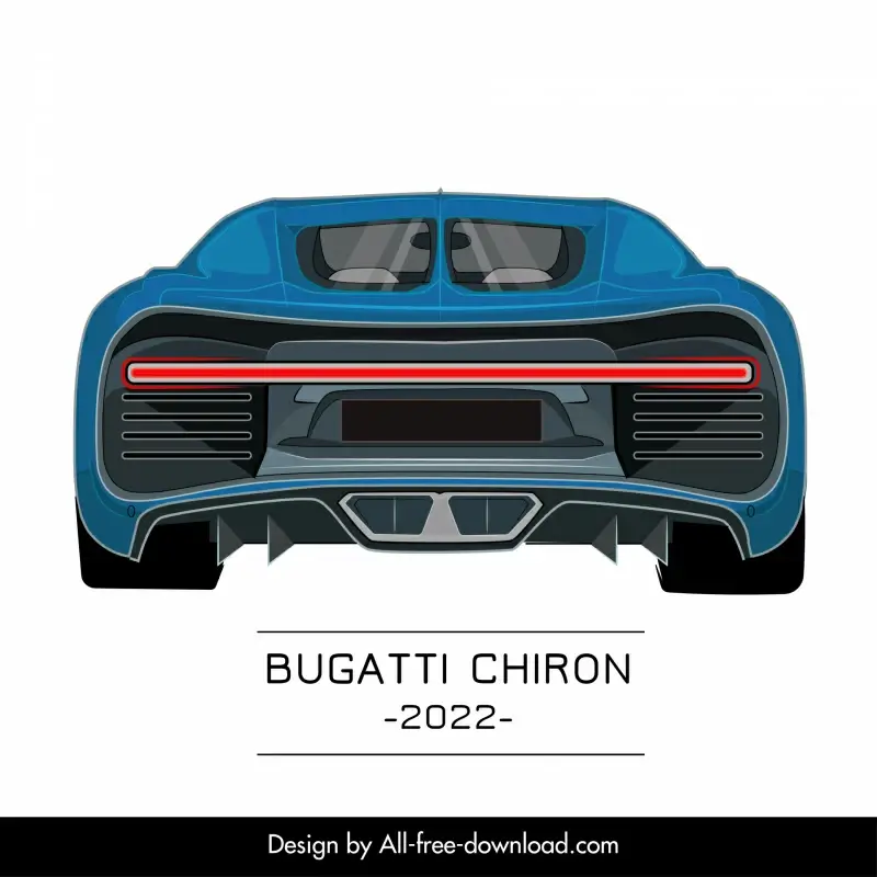 bugatti chiron 2022 car moderl icon modern symmetric back view design 