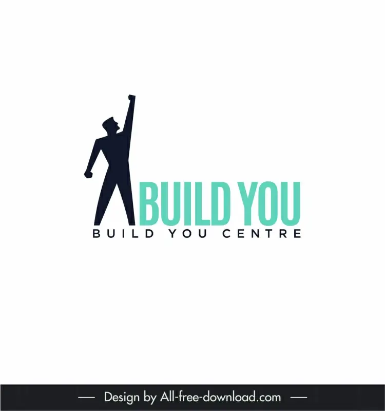 build you logotype strong man silhouette texts decor