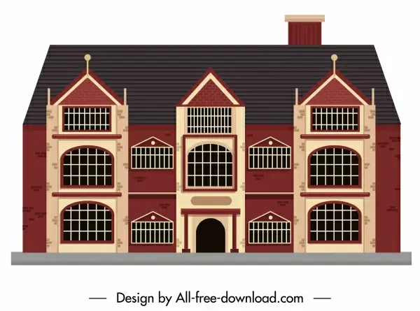 building exterior template classical european style flat sketch 