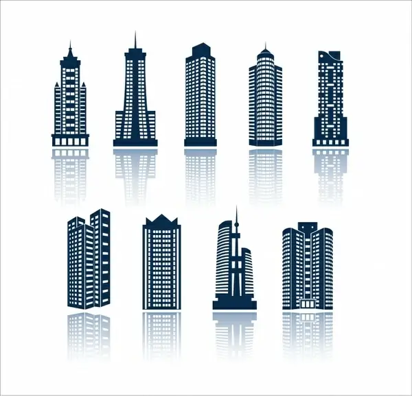 skyscraper building icons modern design