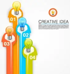 bulbs infographic idea template vector 