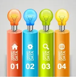 bulbs infographic idea template vector