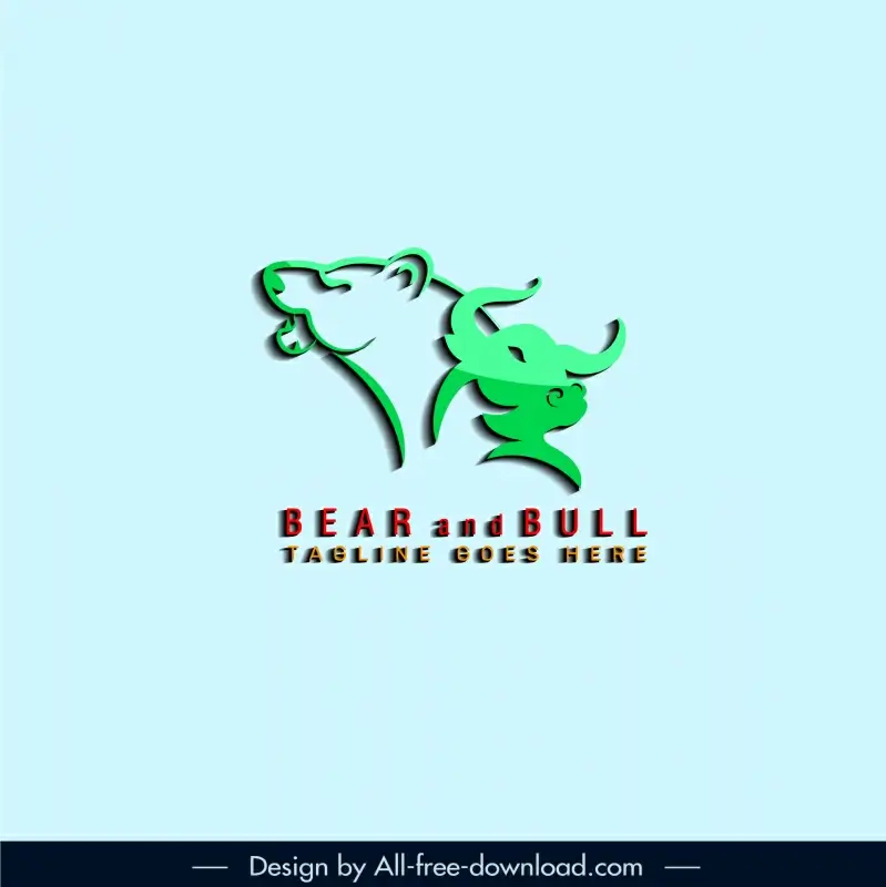  bull bear head forex logotype flat curves sketch