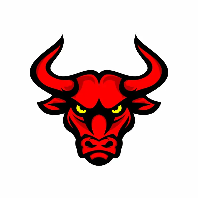 bull head logo flat symmetric sketch red design 