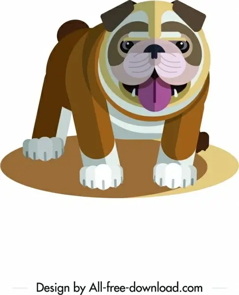 bulldog icon cute colored cartoon sketch