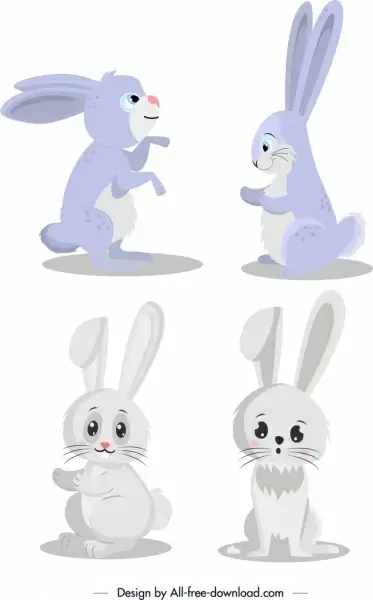 bunnies icon cute cartoon characters