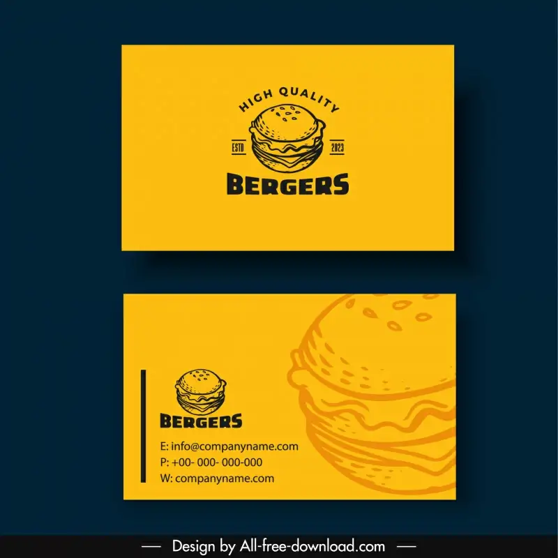 burger business card template retro handdrawn design 
