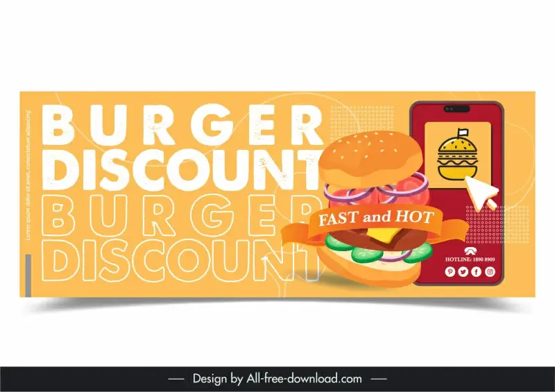 burgers discount poster template hamburger smartphone sketch