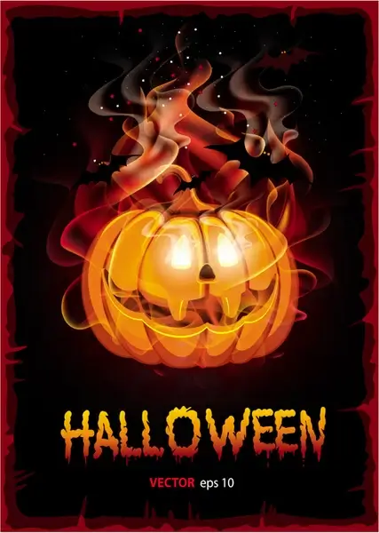 burning halloween pumpkin background vector