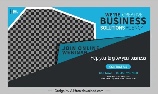 business advertising banner dark geometric checkered decor