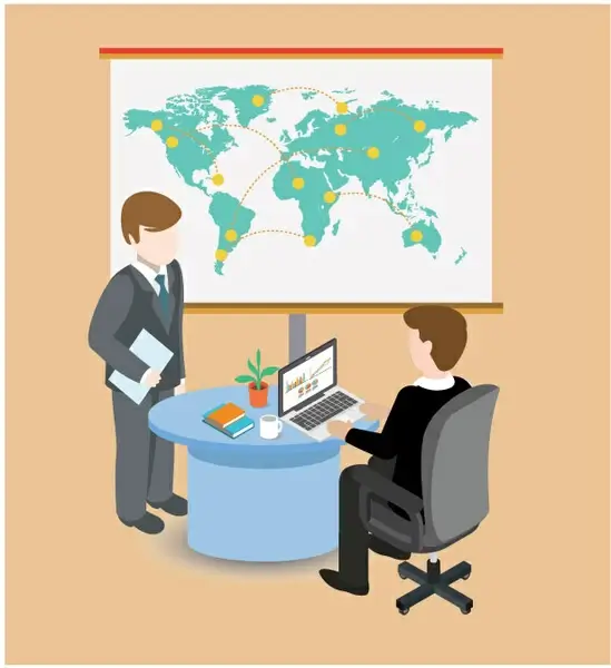 business assignment vector illustration with flat office design