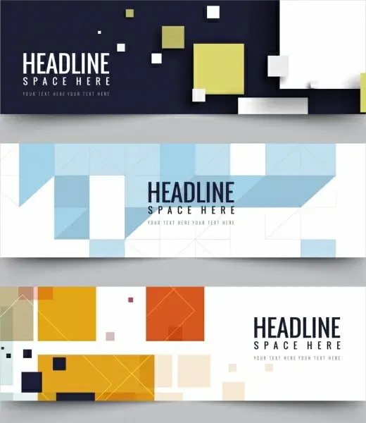 business banner sets abstract geometric design