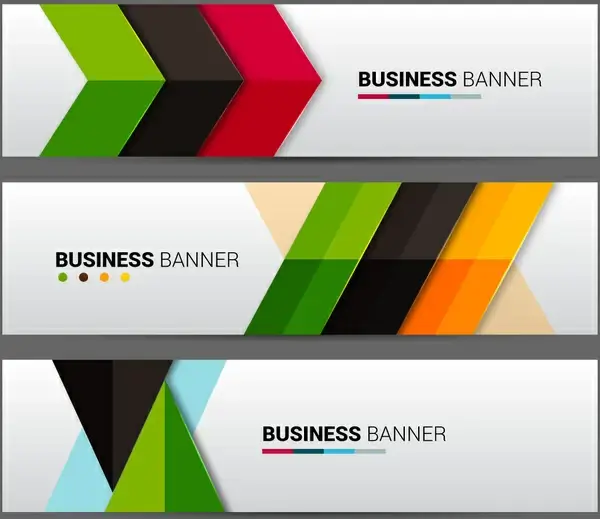 business banner sets with colorful arrows background