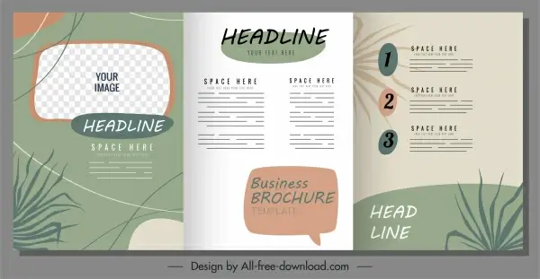 business brochure template elegant leaf decor classic trifold