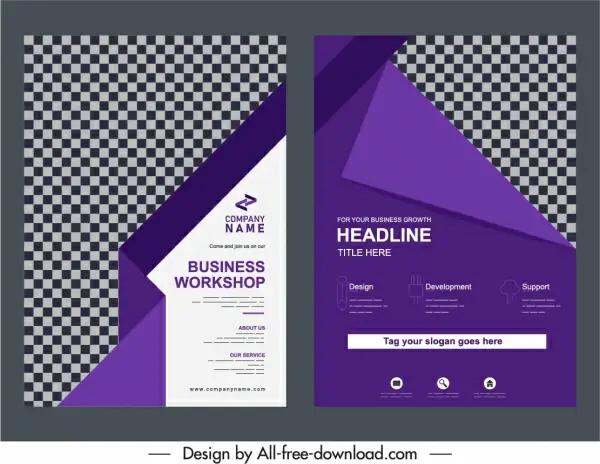 business brochure templates elegant violet checkered origami decor