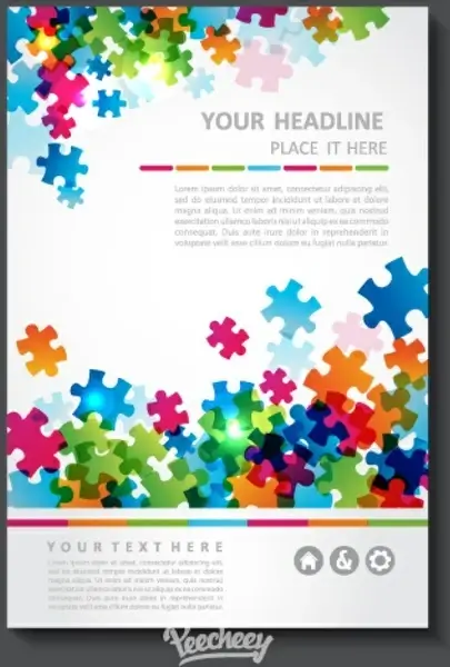 business brochure with puzzle pattern