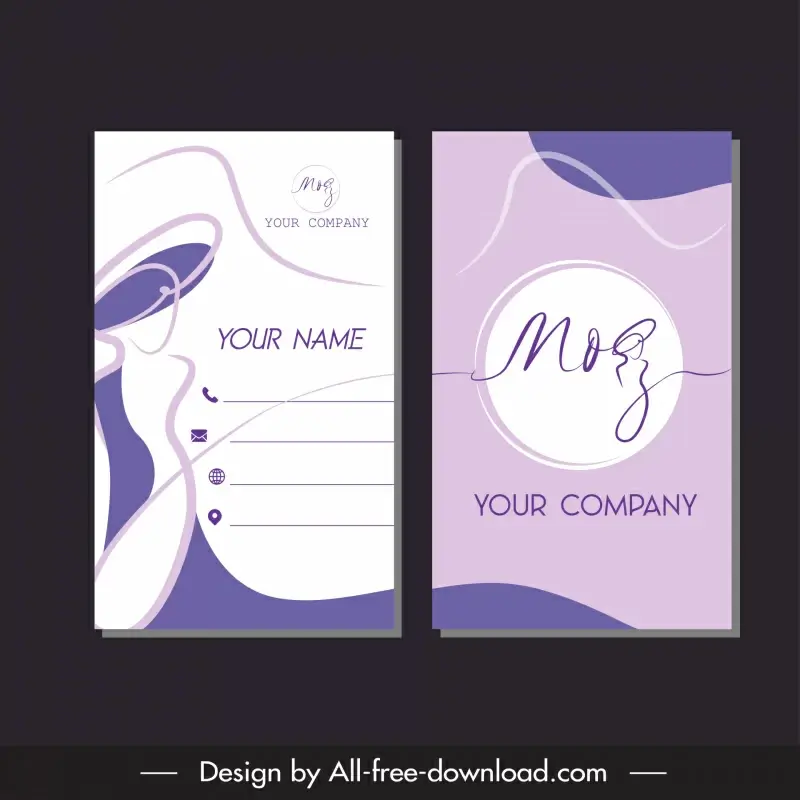 business card mog signature fashion template elegant curves lady icon sketch
