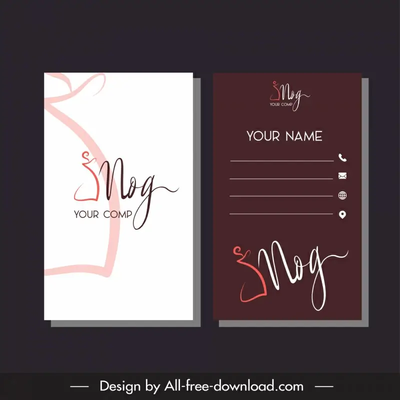 business card mog signature fashion template flat calligraphy curves contrast design 