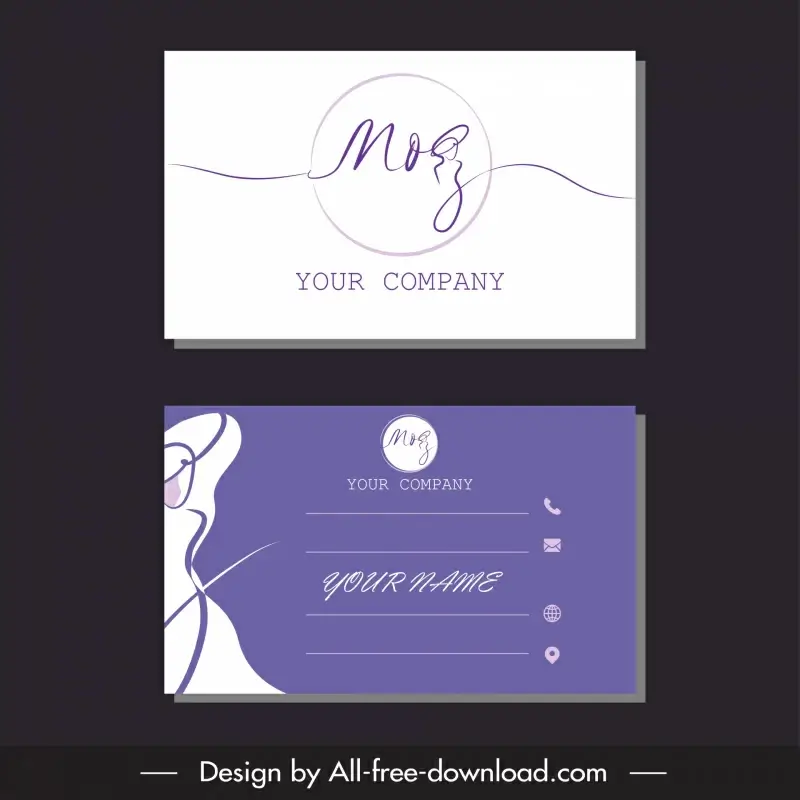 business card mog signature fashion template flat handdrawn stylized text woman icon skeetch