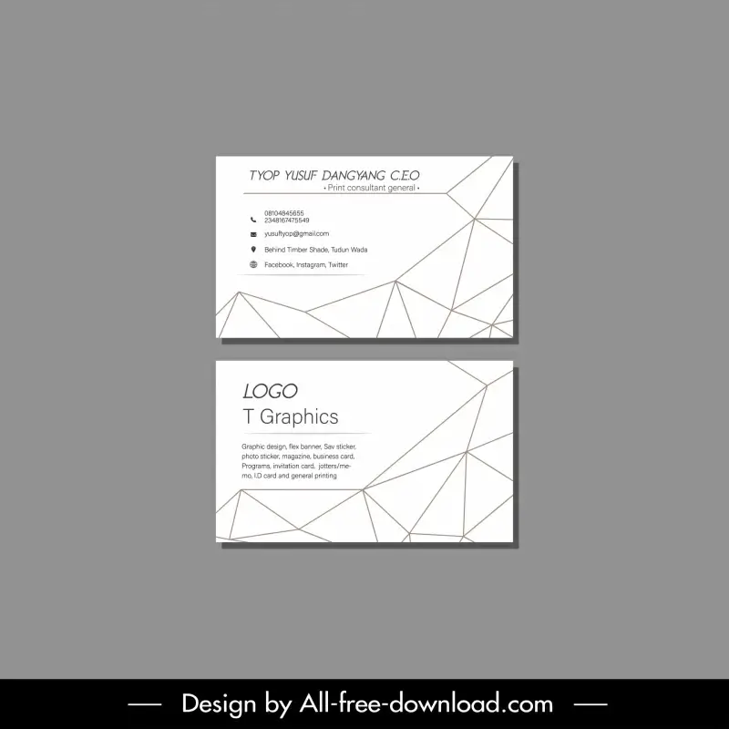 business card office equipment template flat abstract geometric sketch