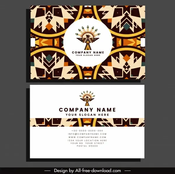 business card template abstract ethnic elements decor 