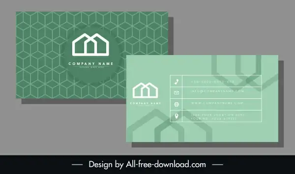 business card template abstract modern geometric green decor