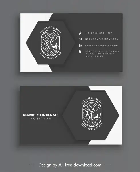 business card template black white decor reindeer logo