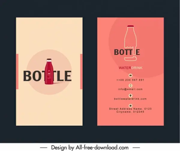 business card template bottle sketch flat classic design