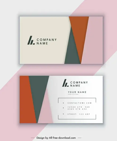 business card template classic flat colorful geometric decor