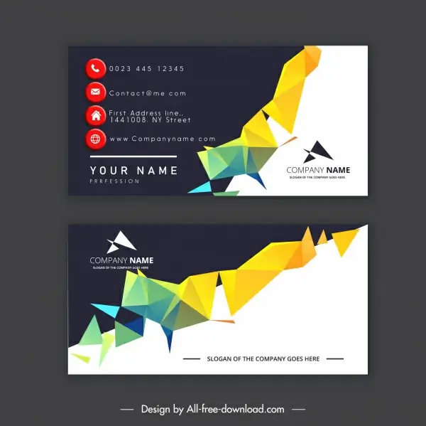 business card template colorful geometric lowpoly 3d decor