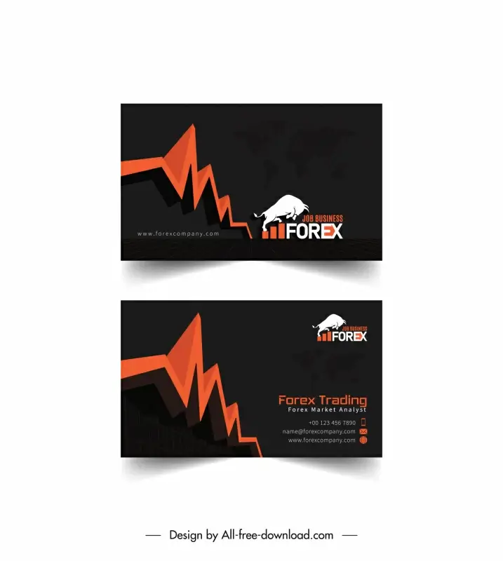 business card template dark 3d arrow design bull chart logotype