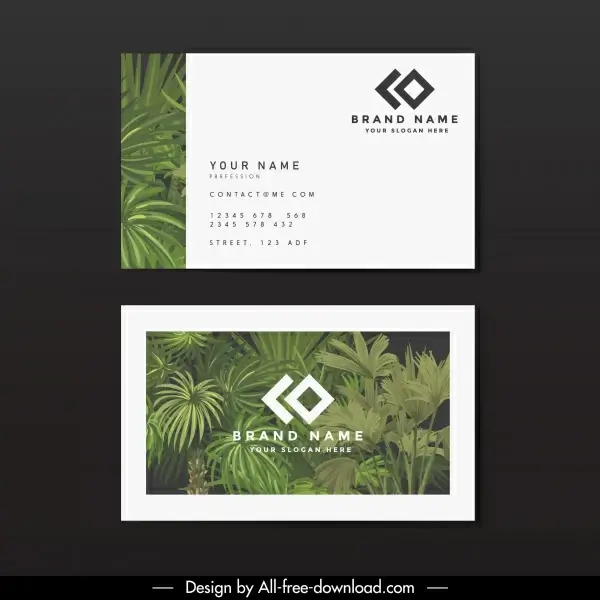 business card template elegant classical trees decor