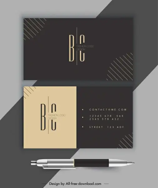 business card template elegant dark flat simple decor