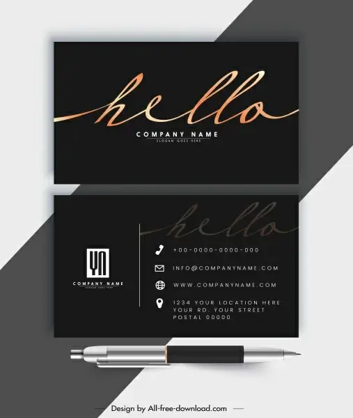 business card template elegant luxury dark black decor
