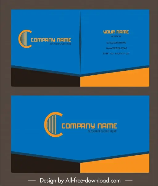 business card template elegant modern colored plain decor