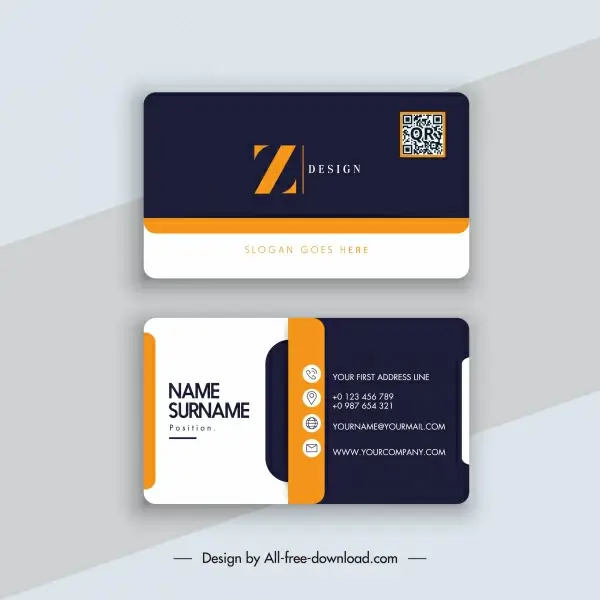business card template elegant modern contrast decor