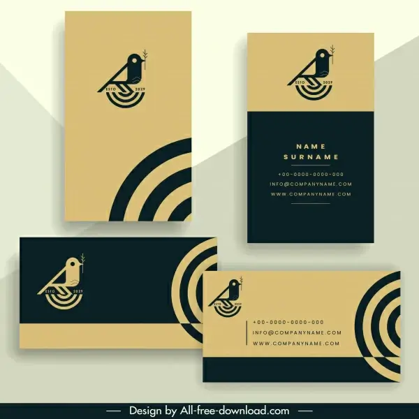business card template elegant simple bird icon decor