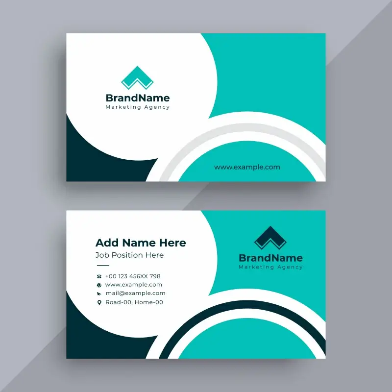 business card template flat elegant contrast curves decor