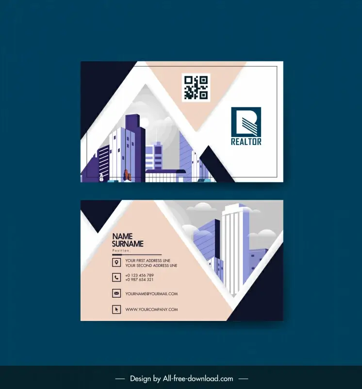 business card template geometry architecture  landscape 