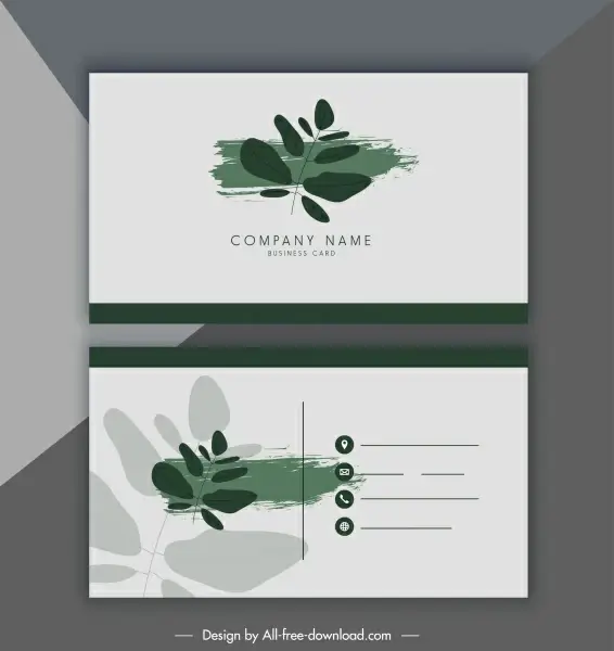 business card template leaf decor paint splash