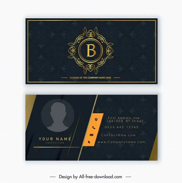 business card template luxury dark classic decor