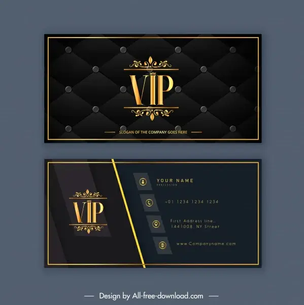 business card template luxury vip decor golden black