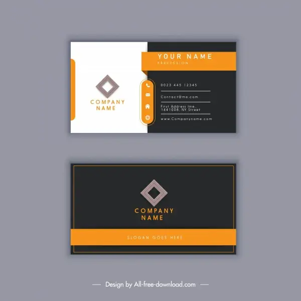 business card template modern elegant dark white decor