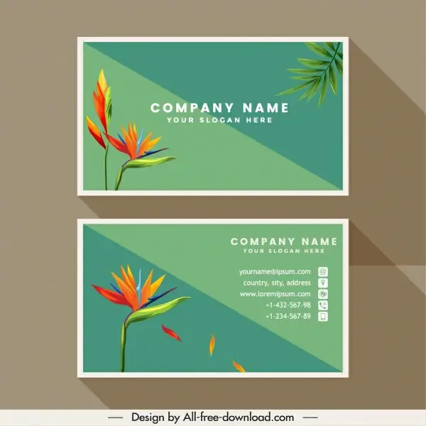 business card template nature theme flora decor