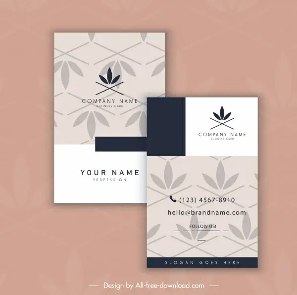 business card template petals decor repeating flat design