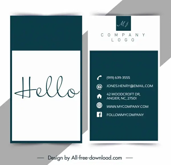 business card template plain sign handdrawn texts decor