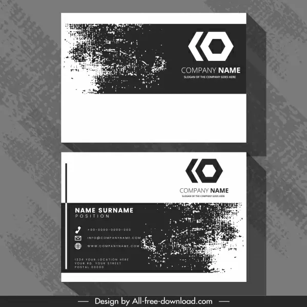 business card template retro black white grunge decor