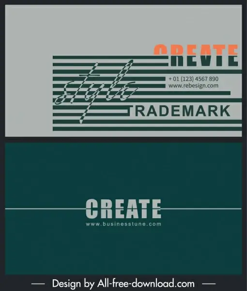 business card template simple flat plain stripes decor