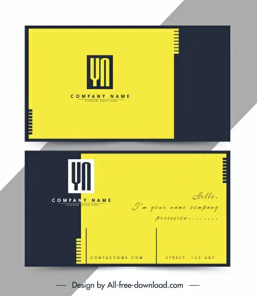 business card template simple plain yellow black decor
