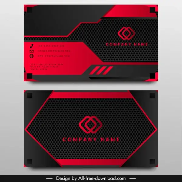 business card template technology theme black red decor